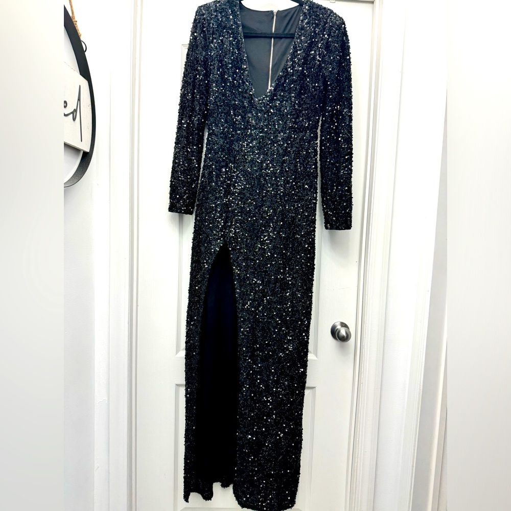 Long Elegant High Split Sequence Evening Gown. Si… - image 1